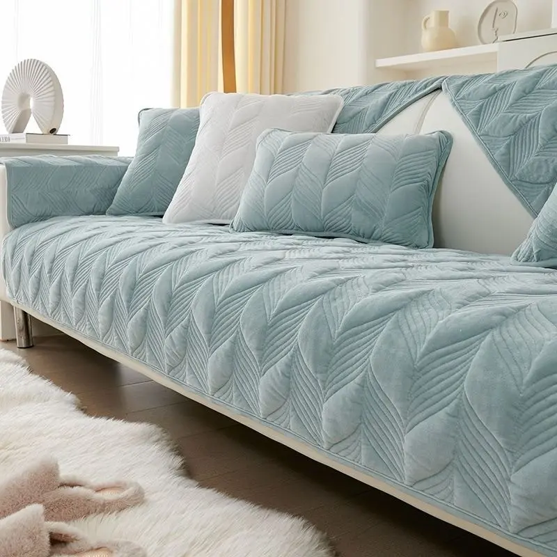 1pc Plush simple sofa cushion autumn and winter seat cushion advanced sense non-slip thickened simple sofa cover