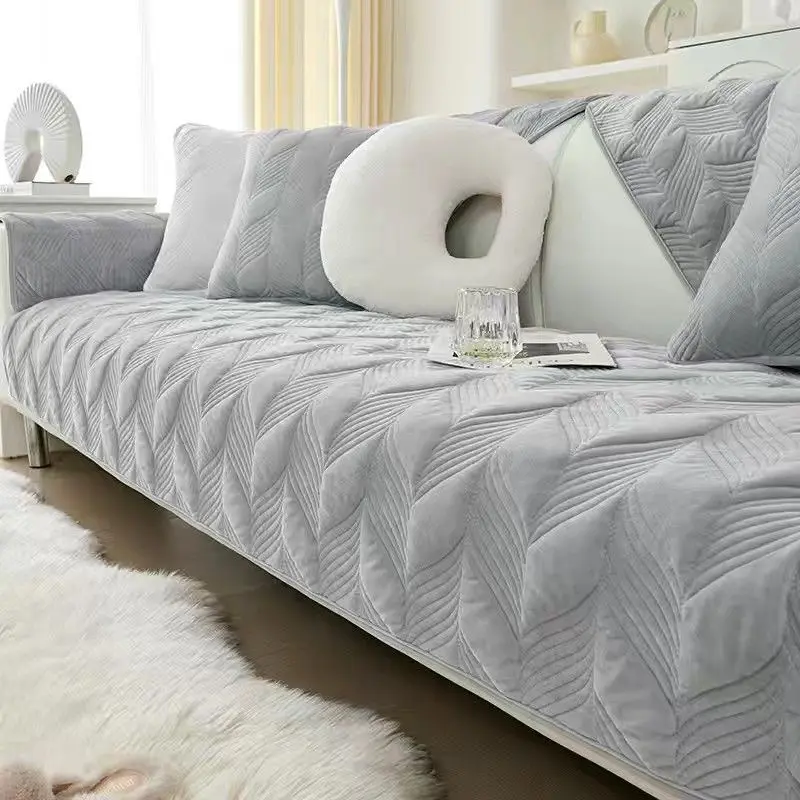 1pc Plush simple sofa cushion autumn and winter seat cushion advanced sense non-slip thickened simple sofa cover
