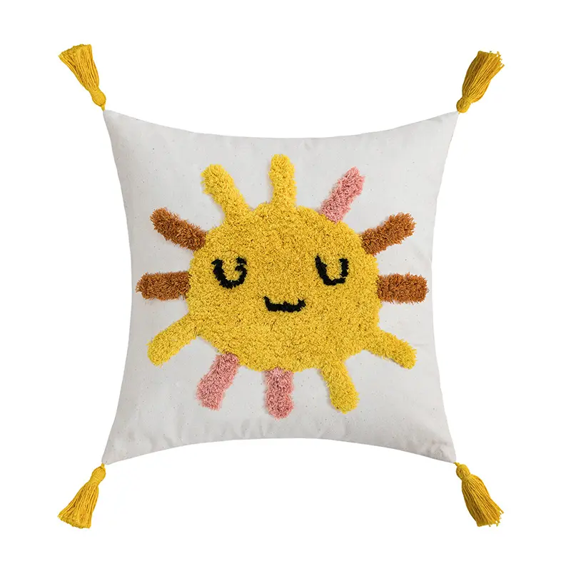 Nordic Bohemian Tassel Pillowcase Embroidery Seat Cushion Cover For Living Room Bedside Pillow Case 45x45cm
