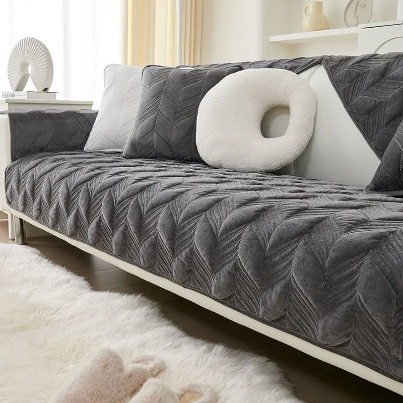 1pc Plush simple sofa cushion autumn and winter seat cushion advanced sense non-slip thickened simple sofa cover