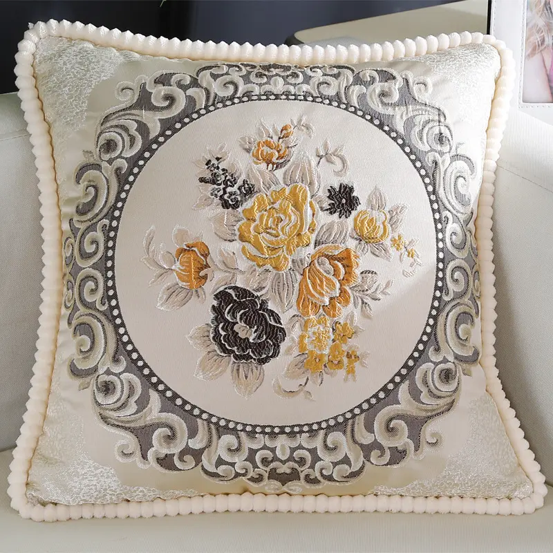 Nordic Jacquard Pillowcase 19x19 inch Bedside Backrest Pillow Case Home Decoration Embroidery Cushion Cover for Living Room