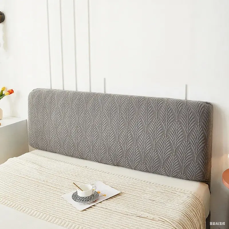 Headboard Cover Solid Color Elastic Bed Head Slipcover Leaves Printed All-inclusive Bed Backrest Cover Bedroom 1pcs