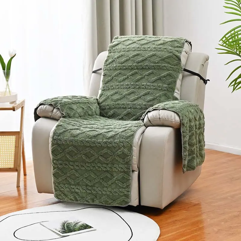 Solid Color Thicken Plush Recliner Double-sided Jacquard Warm Vellvet Sofa Cover for Living Room Couch Covers for Sofas