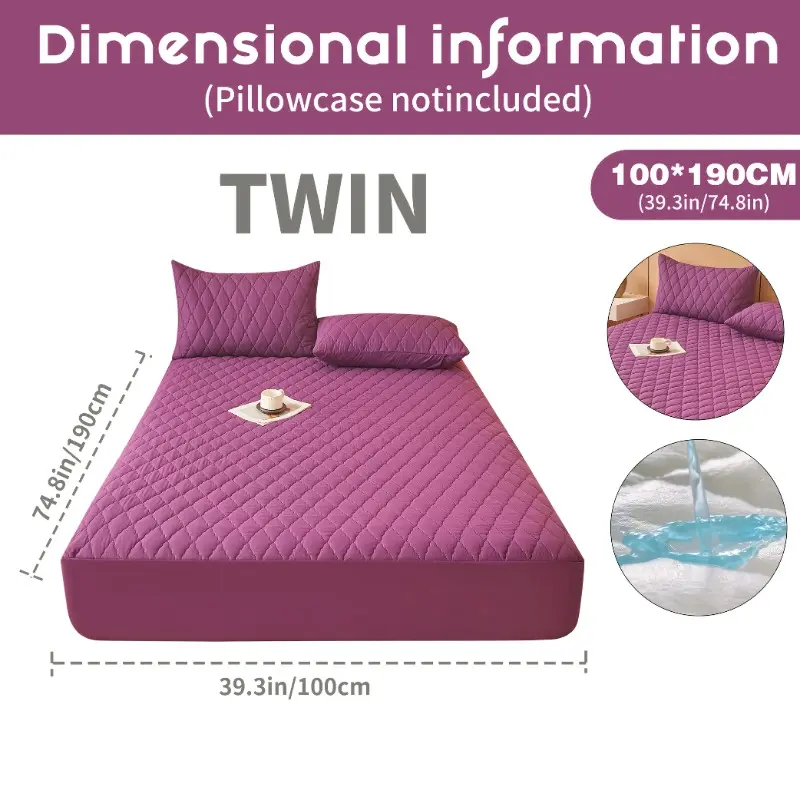 Multicolor Waterproof Mattress Protector No Pillowcase and Pillow Core Soft and Comfortable Solid Color Bedding Fitted Sheet