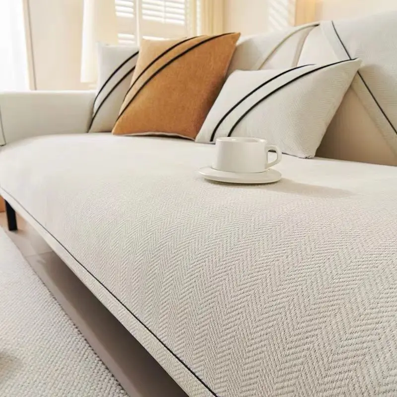 1pc Chenier sofa cushion cover pad, high-grade slippery seat cushion, universal in all seasons, straight row sofa cover cloth