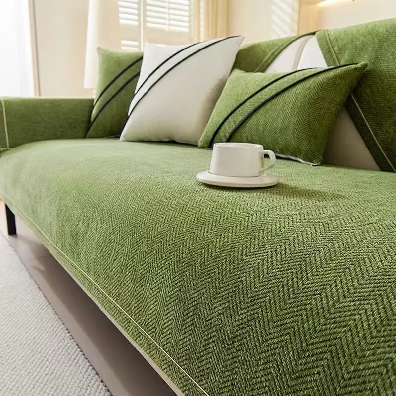 1pc Chenier sofa cushion cover pad, high-grade slippery seat cushion, universal in all seasons, straight row sofa cover cloth
