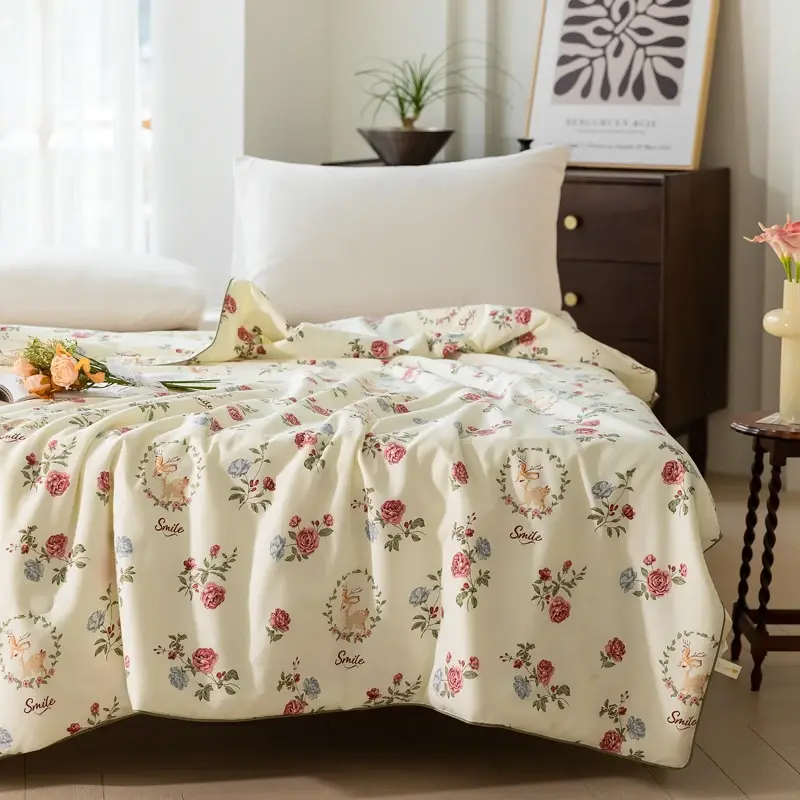 High Quality 100% Cotton Skin Friendly Breathable Summer Quilt Summer Cooling Blanket Washable Queen Quilt for Child Adults