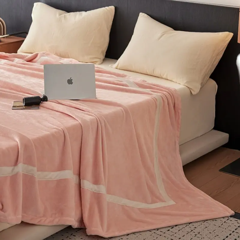1pc Winter  comfortable soft blanket multifunctional home office milk velvet splicing warm blanket