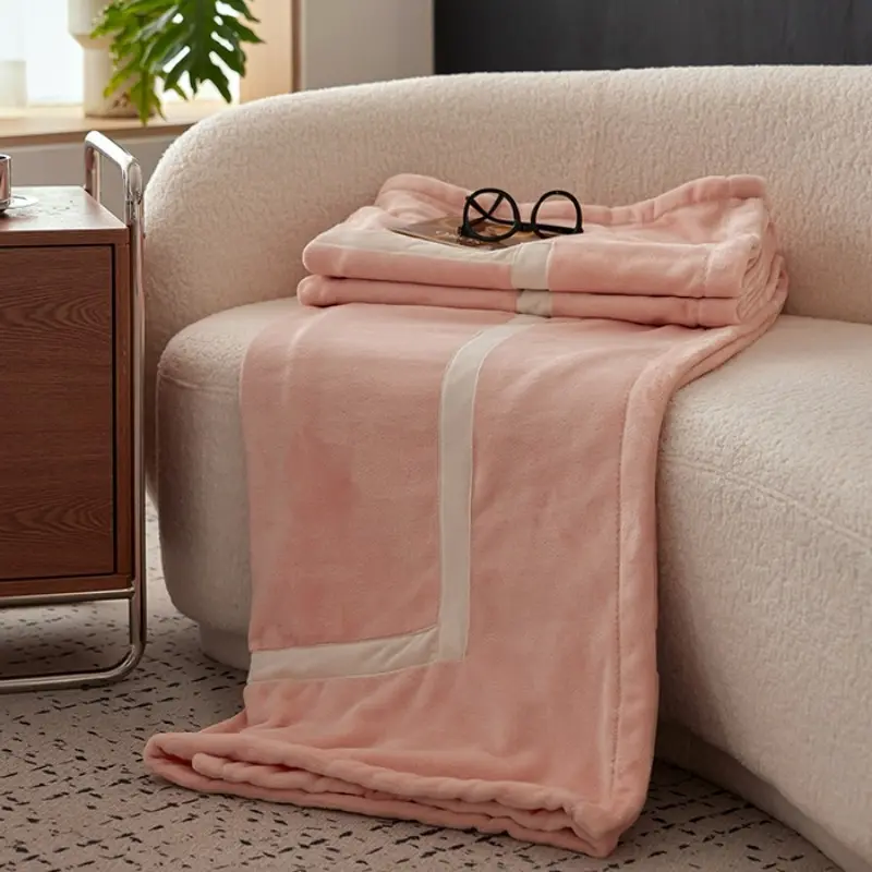 1pc Winter  comfortable soft blanket multifunctional home office milk velvet splicing warm blanket