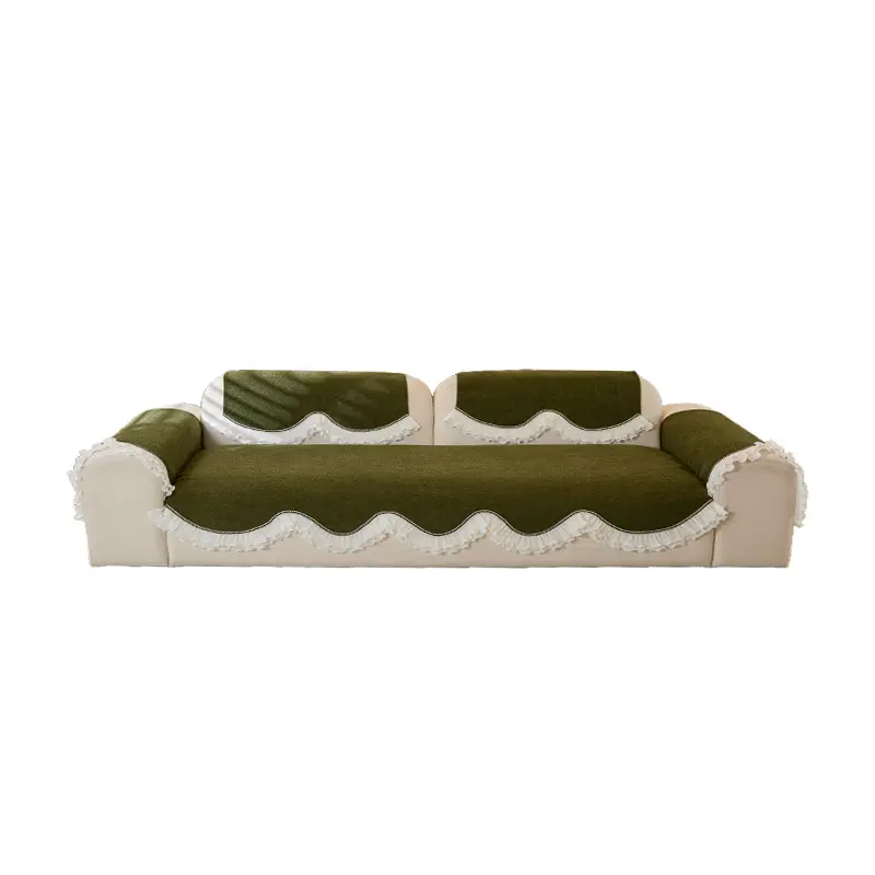 All-Season Use Elegant Pet-Friendly Sofa Cover with Ruffled Edges Non-Slip Ideal for Home, Office, and Living Room Decor