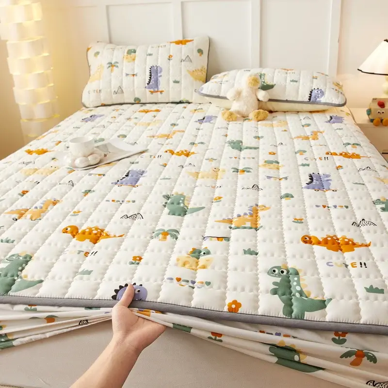 3pcs set Bed Cover Cute Quilted Mattress Cover Soft Skin-friendly Printed Bed Fitted Sheet 1pc mattress cover+2pcs pillowcase