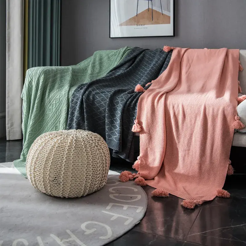 Four Season Universal Chenille Tassel Sofa Cover Solid Color All-inclusive Dustproof Sofa Towel Soft Couch Cover for Living Room