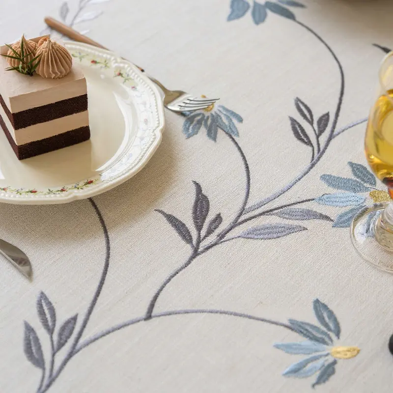 1pc Embroidery light luxury high-end coffee table decorative tablecloth waterproof and oil-proof rectangular tablecloth