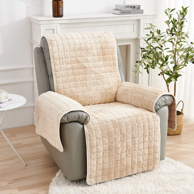 High Quality Winter Warm Thicekn Soft Plush Quilted Sofa Towel Solid Color Pet one-piece Sofa Cover Velvet Non-slip Couch Cover