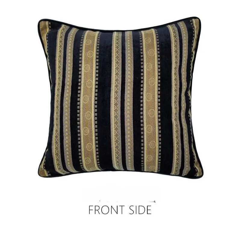 Retro European Style Jacquard Chenille Striped Pillowcase 45*45cm  Luxury High Quality Pillow Cover, Not Including Pillow Core