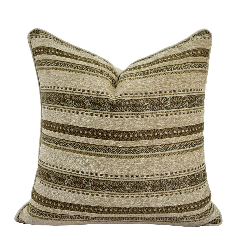 Retro European Style Jacquard Chenille Striped Pillowcase 45*45cm  Luxury High Quality Pillow Cover, Not Including Pillow Core