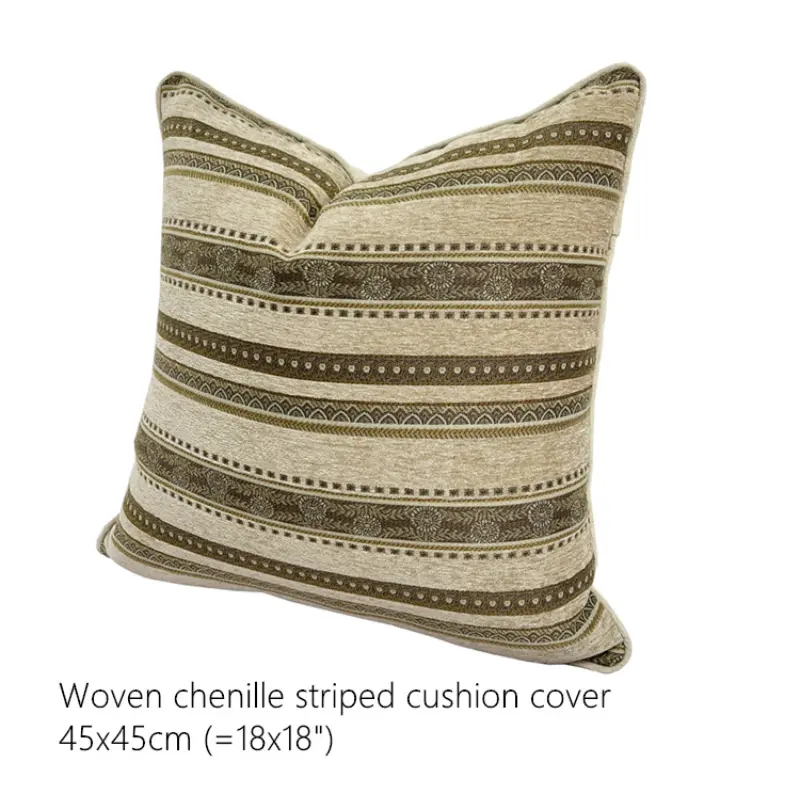 Retro European Style Jacquard Chenille Striped Pillowcase 45*45cm  Luxury High Quality Pillow Cover, Not Including Pillow Core