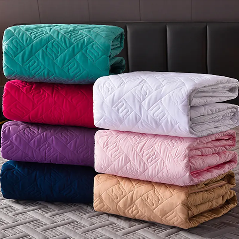 Luxury Quilted Mattress Cover with Zipper Queen Twin Bed Fitted Sheet Six Sides Removable Inclusive Mattress Protector Pad