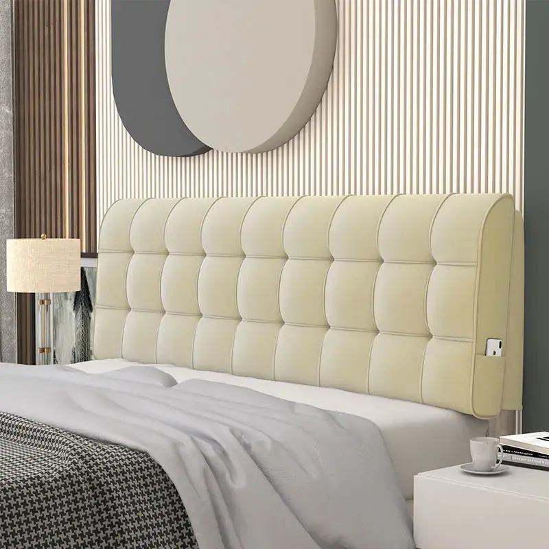 Fashion High Resilient Sponge Filler Headboard Pillow King Queen Size Removable Velvet Bed Head Cover Bedside Headboard Cushion
