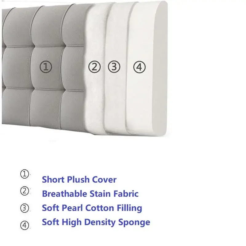 Fashion High Resilient Sponge Filler Headboard Pillow King Queen Size Removable Velvet Bed Head Cover Bedside Headboard Cushion