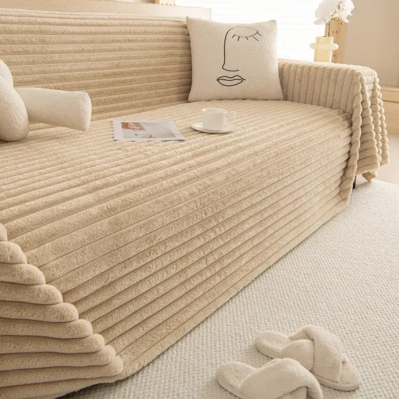 Luxury Winter Warm Thick Rabbit Plush Sofa Towel Soft Short Plush Sofa Cover 3 Seater Couch Cover Furniture Protector Cover