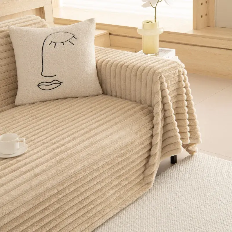 Luxury Winter Warm Thick Rabbit Plush Sofa Towel Soft Short Plush Sofa Cover 3 Seater Couch Cover Furniture Protector Cover