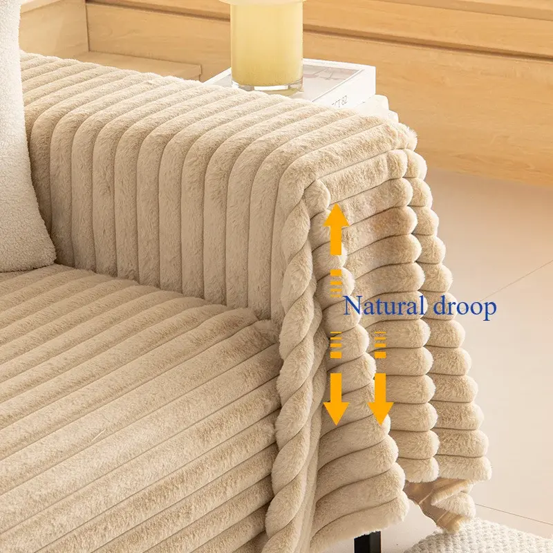 Luxury Winter Warm Thick Rabbit Plush Sofa Towel Soft Short Plush Sofa Cover 3 Seater Couch Cover Furniture Protector Cover