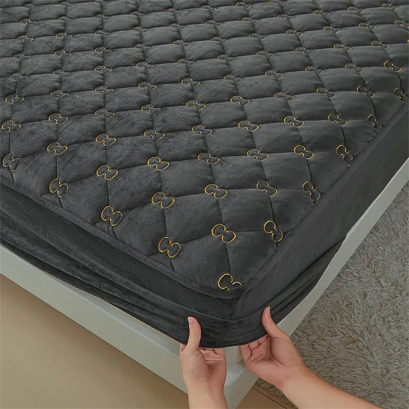 Milk Velvet Bedding 1pc Soft Luxurious Milk Velvet Fitted Sheet Warm Winter Bedding Cozy Mattress Protector Machine Washable
