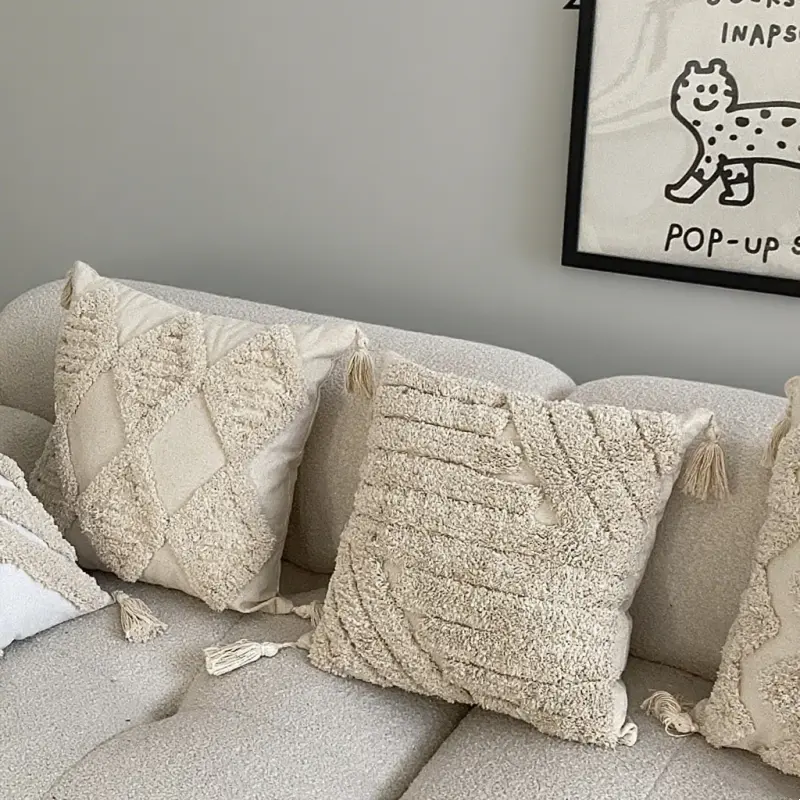 Vintage Tassel Office Cushion Cover Retro pillow Case 45x45cm Pillowcase