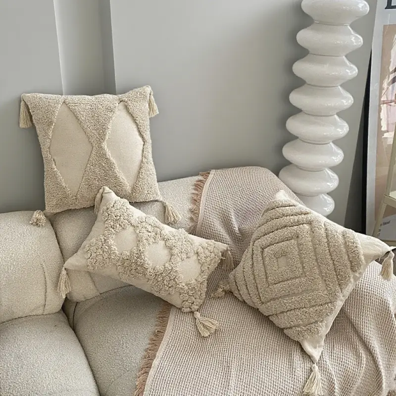 Vintage Tassel Office Cushion Cover Retro pillow Case 45x45cm Pillowcase