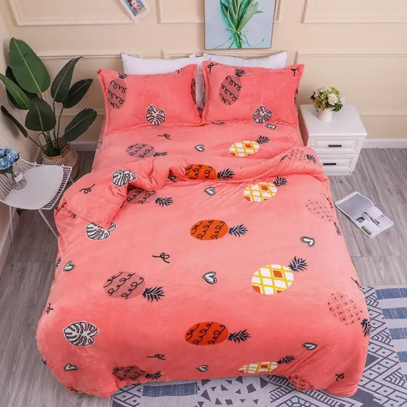 1pc Thicken Flannel Quilt Cover Printed King Queen Size Soft Smooth Short Plush Duvet Cover Not Including Pillowcase