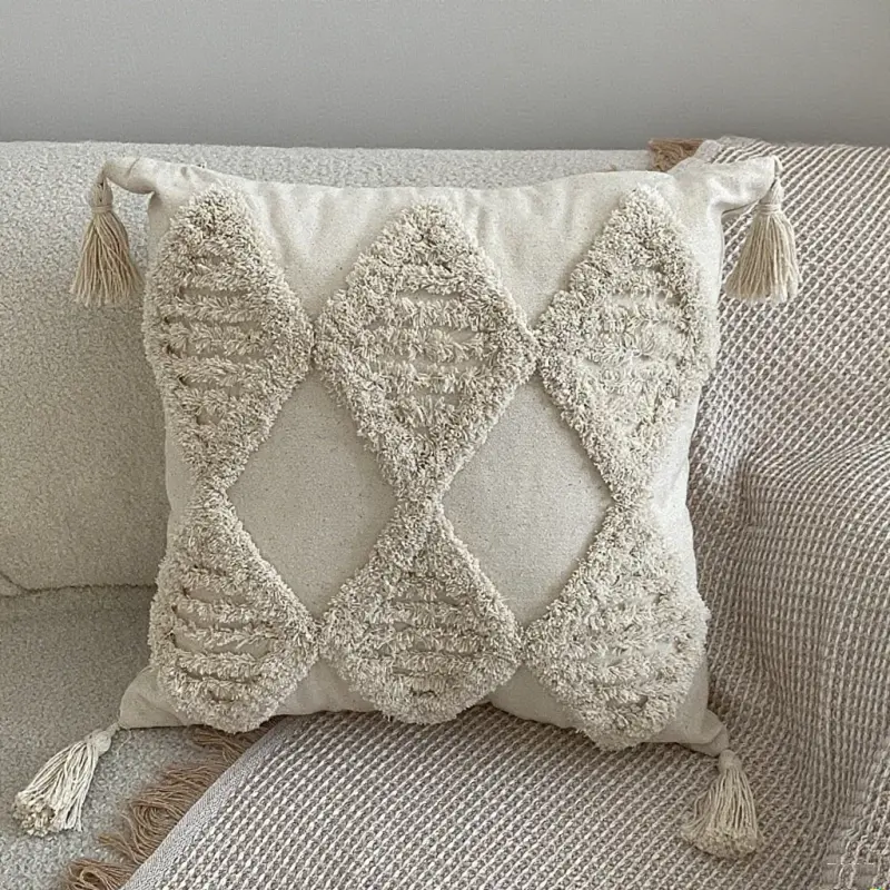 Vintage Tassel Office Cushion Cover Retro pillow Case 45x45cm Pillowcase