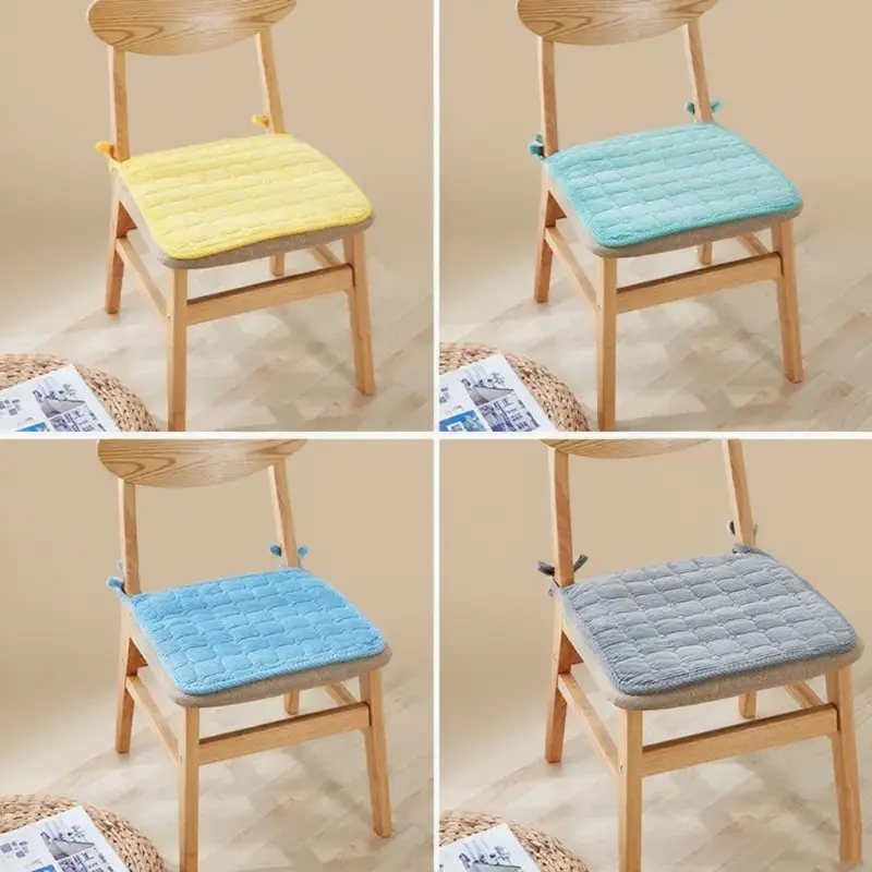 Modern Velvet Quilted Seat Cushion Office Chair Car Cushion Solid Color Short Plush Comfortable Thicken Anti-slip Seat Cushion