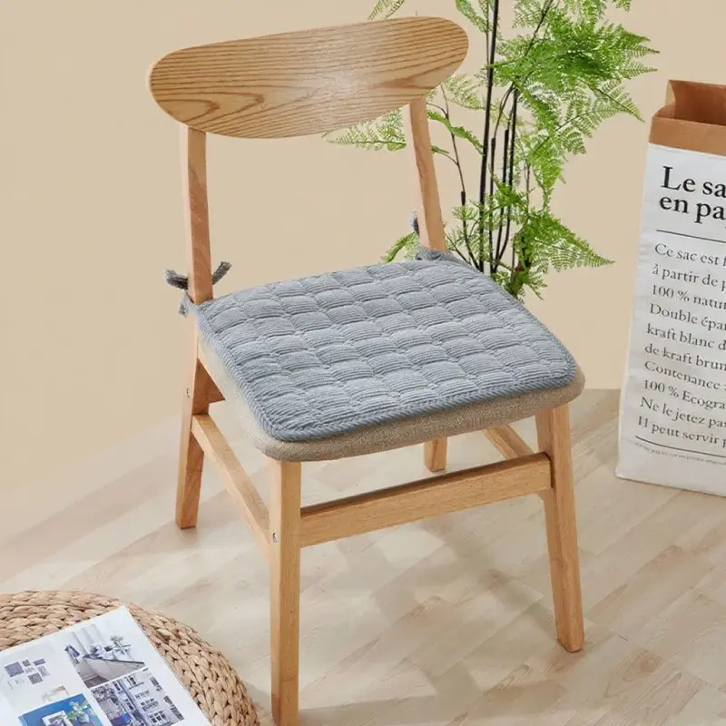 Modern Velvet Quilted Seat Cushion Office Chair Car Cushion Solid Color Short Plush Comfortable Thicken Anti-slip Seat Cushion