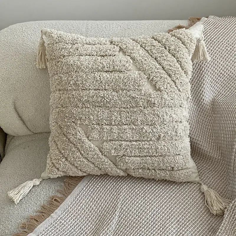 Vintage Tassel Office Cushion Cover Retro pillow Case 45x45cm Pillowcase