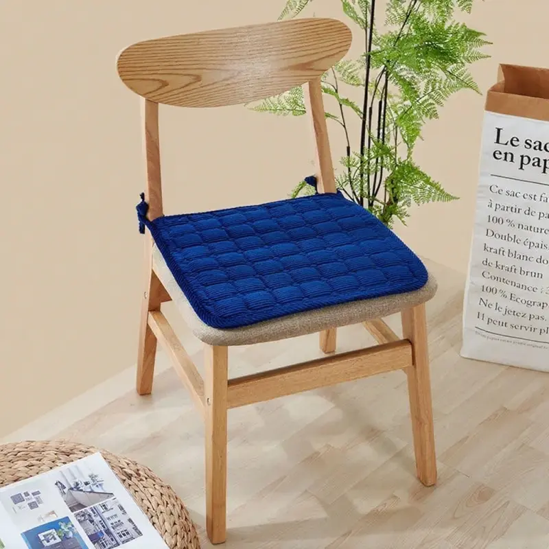 Modern Velvet Quilted Seat Cushion Office Chair Car Cushion Solid Color Short Plush Comfortable Thicken Anti-slip Seat Cushion