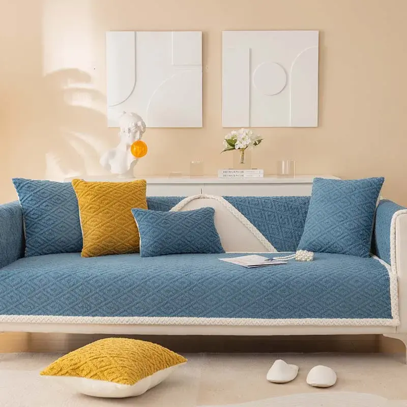Winter Thick Super Soft Velvet Plush Sofa Towel Anti-cat Scratch Sofa Cover Sectional L-shape Couch Covers for Living Room