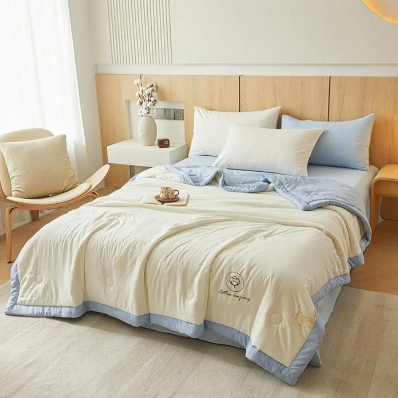 1pc Unprinted cotton quilt  cool summer air conditioning  solid color  skin friendly  washable  lightweight