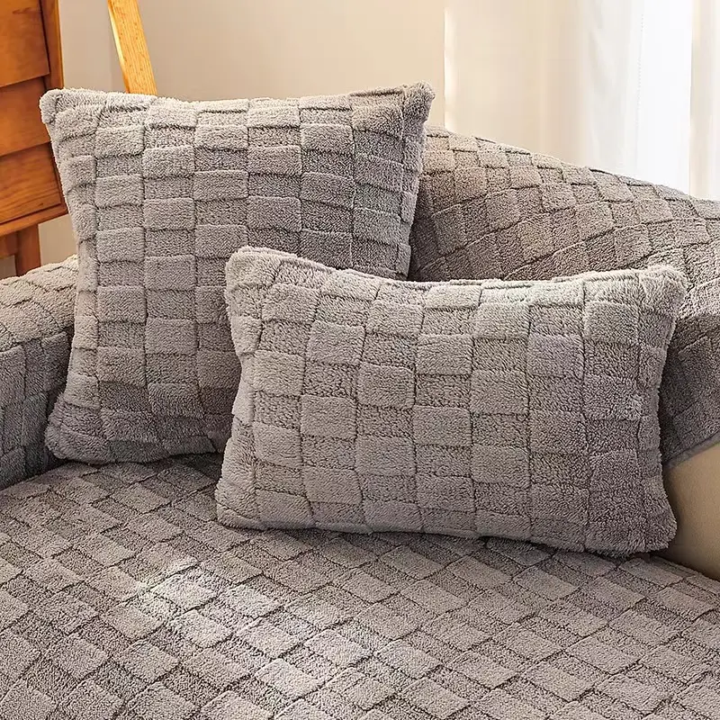 Solid Color Luxury Plush Sofa Towel Winter Warm Thick Velvet Sofa Covers L-shaped Sectional Non-slip Slipcovers for Living Room