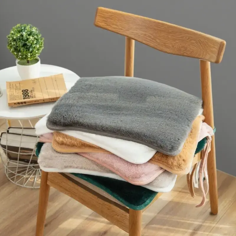 Winter Warm Long Plush Chair Mat Student Office Rabbit Velvet Chair Cusihon 50x50cm