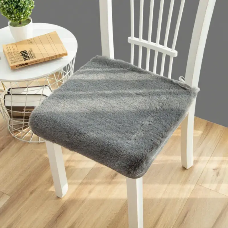 Winter Warm Long Plush Chair Mat Student Office Rabbit Velvet Chair Cusihon 50x50cm