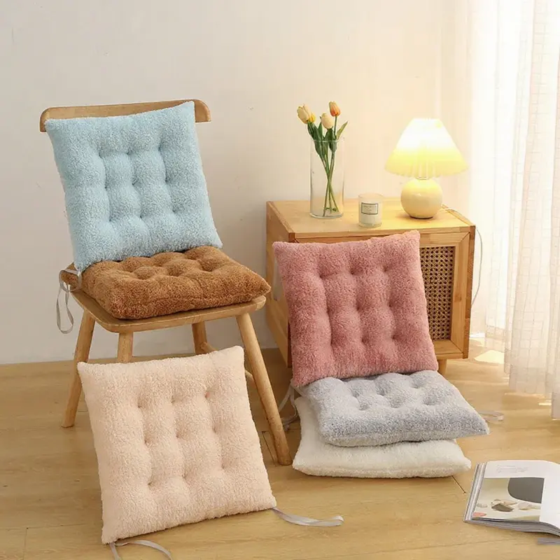 Thicken Long Velvet Chair Mat Office Super Soft Plush Seat Cushion Warm Comfortable Chair Pad 50x50cm