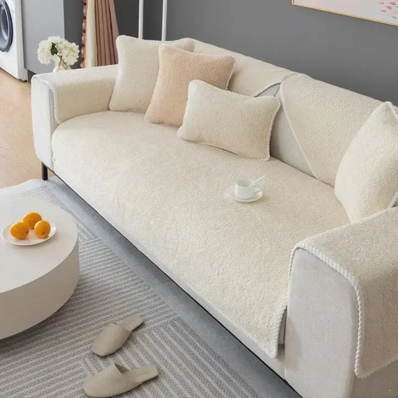 Winter Warm Velvet Sofa Towel Soft Plush Sofa Cover for Living Room Sectional L-shape Non-slip Couch Cover