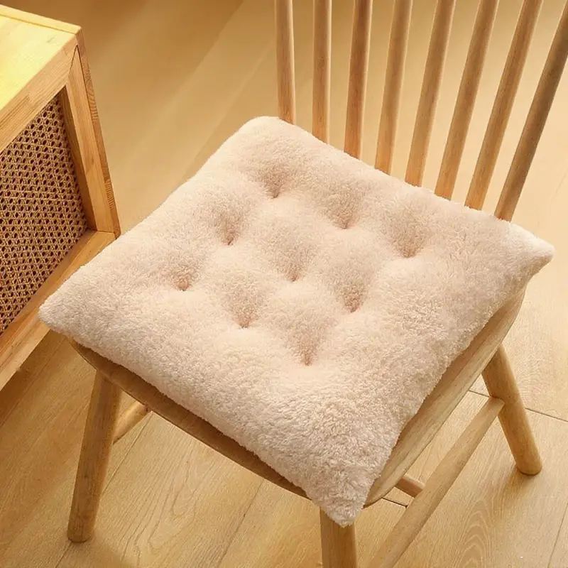 Thicken Long Velvet Chair Mat Office Super Soft Plush Seat Cushion Warm Comfortable Chair Pad 50x50cm