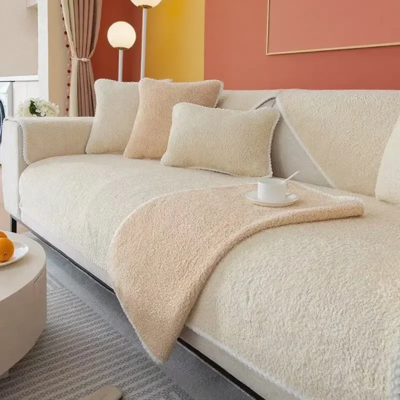 Winter Warm Velvet Sofa Towel Soft Plush Sofa Cover for Living Room Sectional L-shape Non-slip Couch Cover