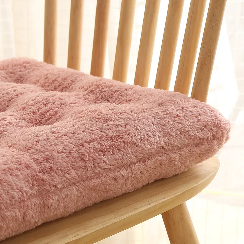 Thicken Long Velvet Chair Mat Office Super Soft Plush Seat Cushion Warm Comfortable Chair Pad 50x50cm