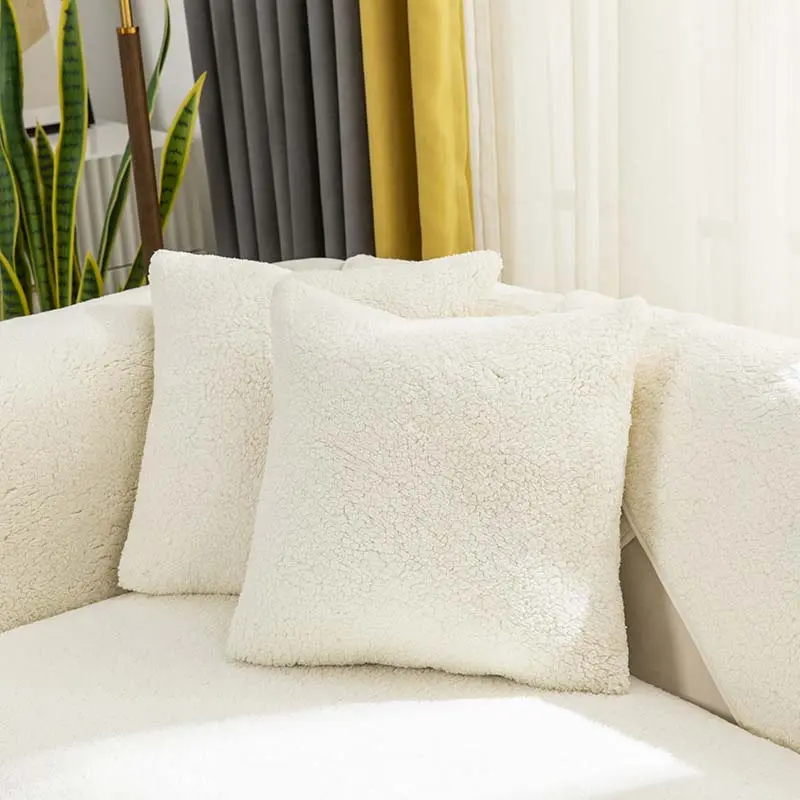Modern Plush Soft Smooth Sofa Covers Solid Color Winter Lamb Velvet Sofa Towel for Living Room Anti-slip Couch Cover L-shape
