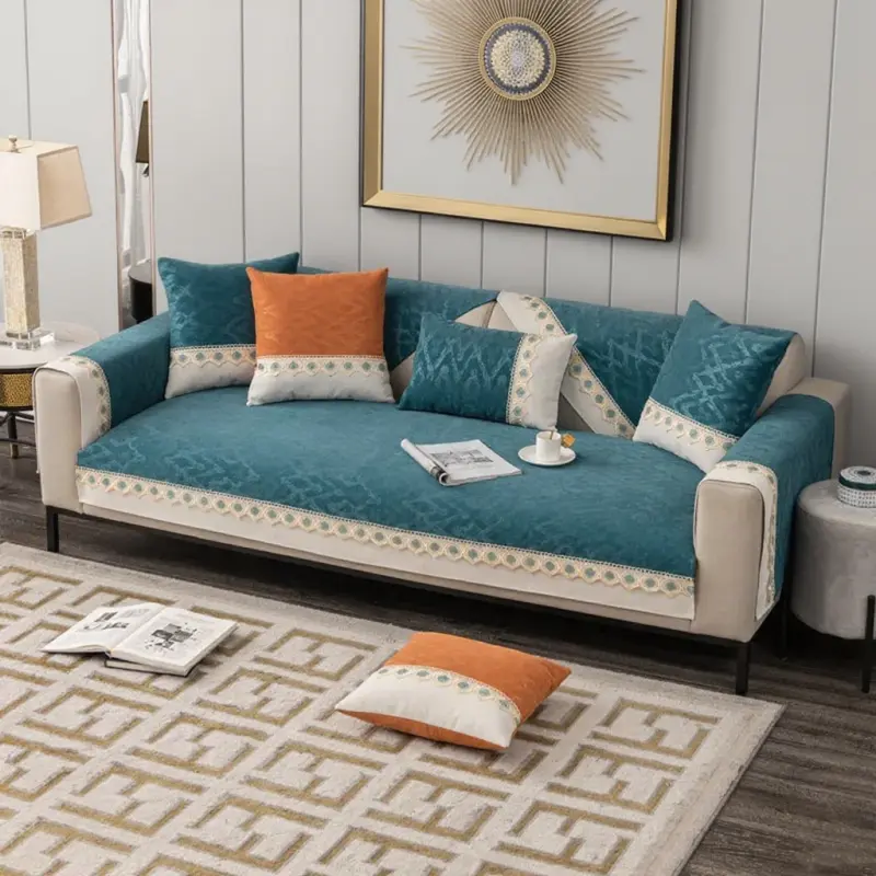 Super Soft Chenille Sofa Towel Modern Anti-slip Sectional Sofa Covers for Living Room Solid Color High Grade Couch Covers