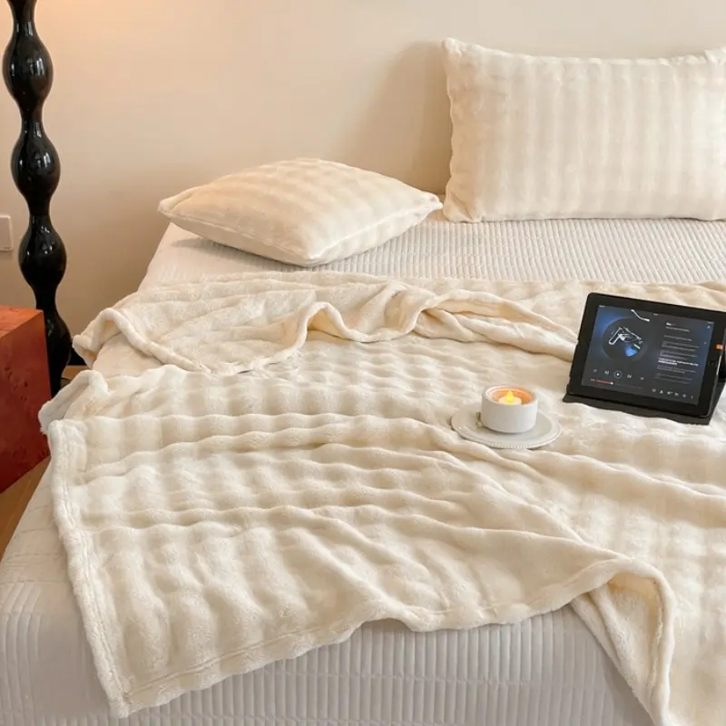 1pc Faux Rabbit Fur Blanket for Bed,Thick & Warm Bed Blankets ,Soft Cozy Fluffy Decorative Blankets for Bedroom