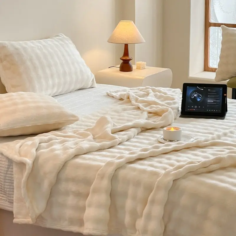 1pc Faux Rabbit Fur Blanket for Bed,Thick & Warm Bed Blankets ,Soft Cozy Fluffy Decorative Blankets for Bedroom